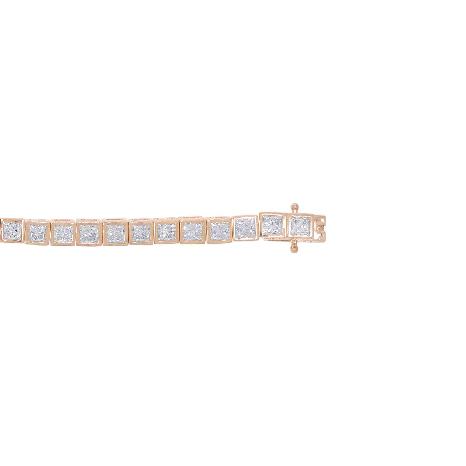 Princess-Cut Natural Diamond Tennis Box Link Bracelet BR51152APRN